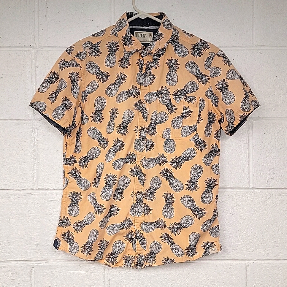 Free Planet Short Sleeve Button Up